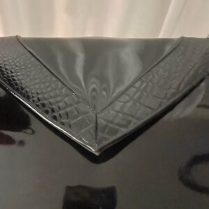 Black Crocodile Embossed Clutch